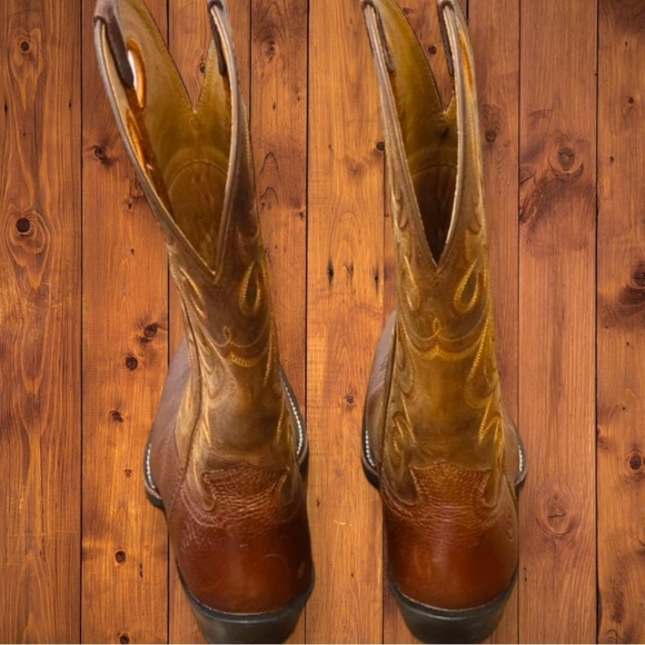 Ariat Cowboy Boots Brown Leather Square Toe - Picture 5 of 6
